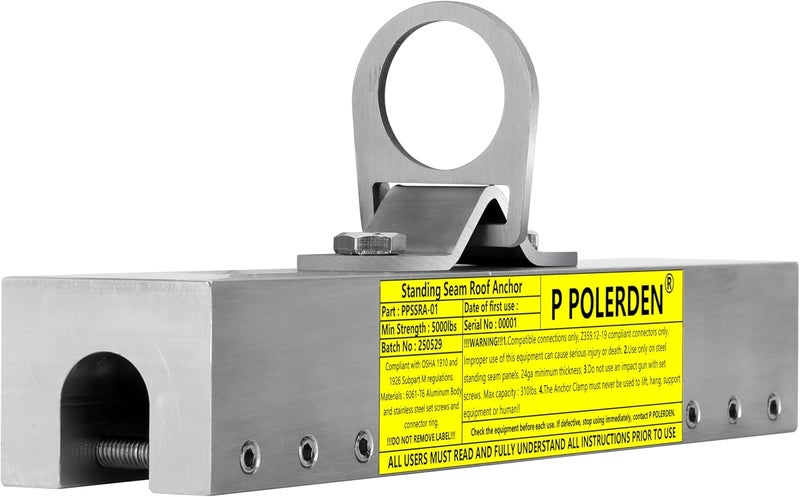 P Polerden Standing Seam Roof Anchor Clamp, Reusable Roofing Anchors Fall Protection Safety Kits, No Drill Roof Anchor, OSHA/ANSI Compliant, Lightweight, Solid Aluminum Alloy - Image 1